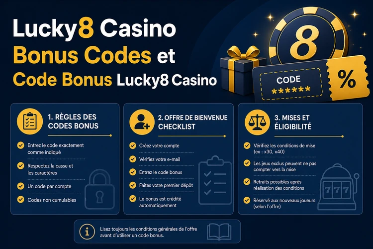 Lucky8 Casino Bonus Codes et Code Bonus Lucky8 Casino